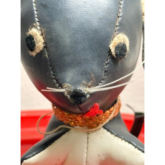 Dakin Leather Mouse Big Ears Hand-Stitched Details Collar Sawdust filling Vtg - Picture 5 of 10
